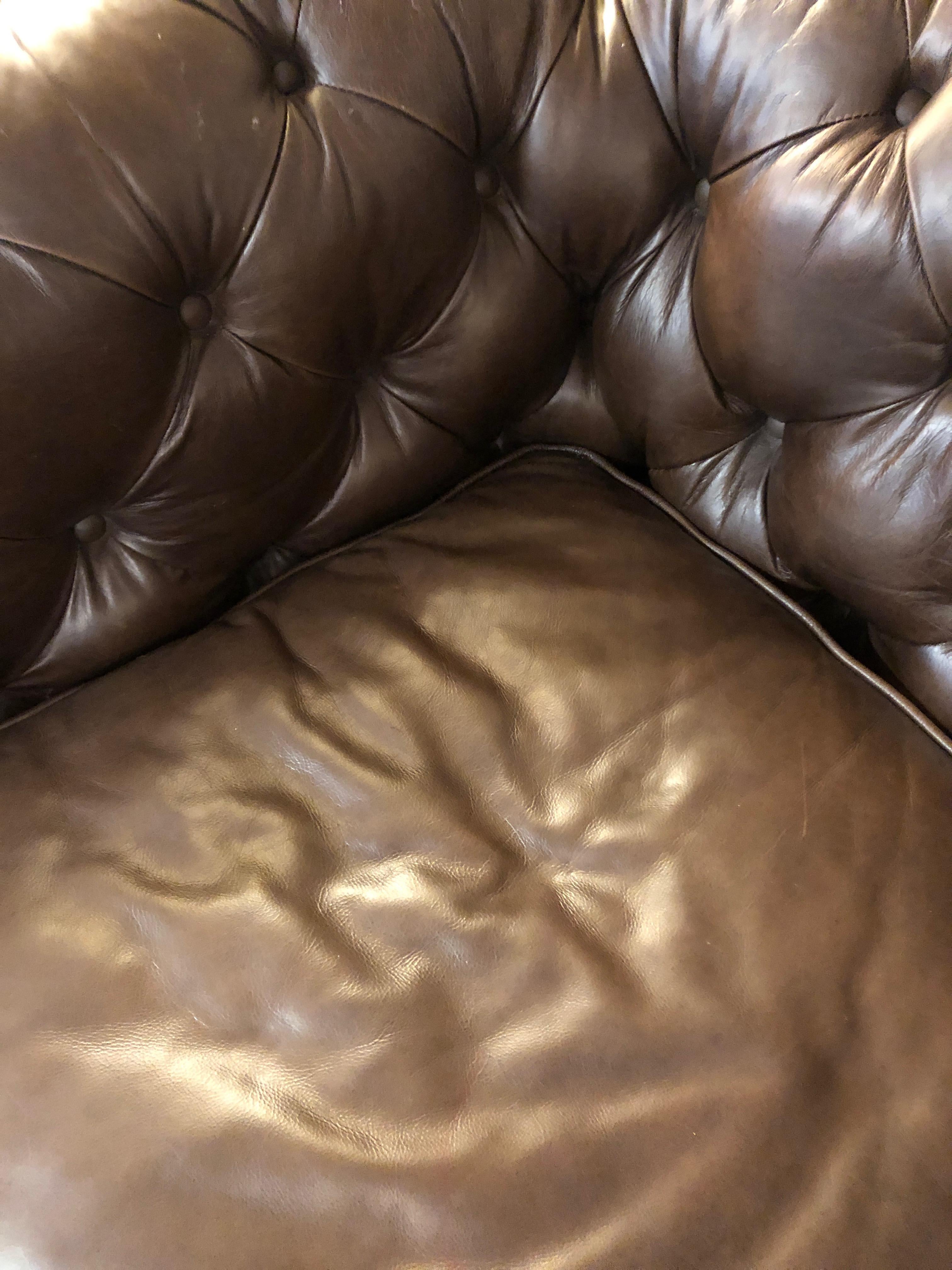Supple Brown Leather Chesterfield Style Large Sofa 1