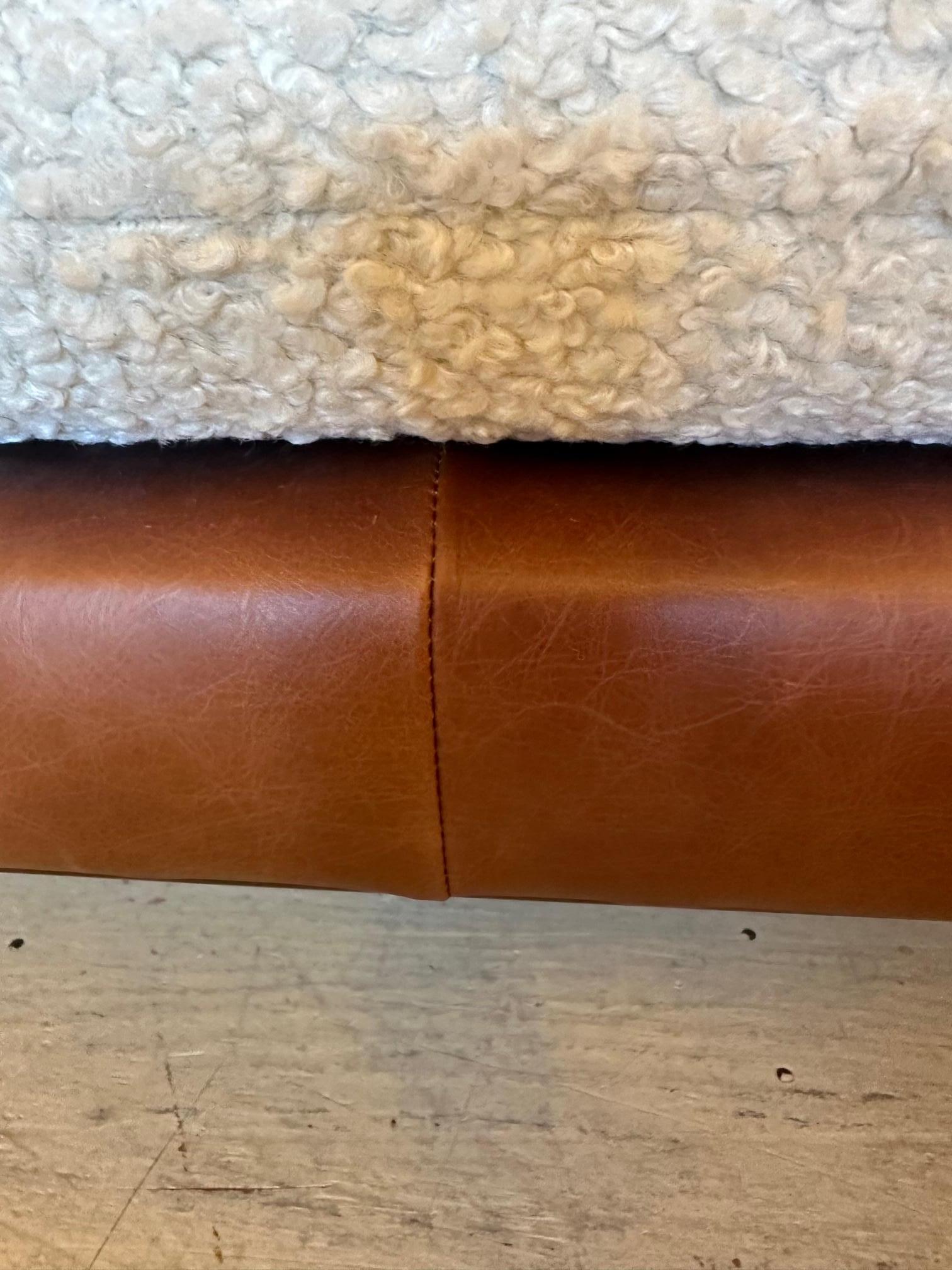 cream leather bench