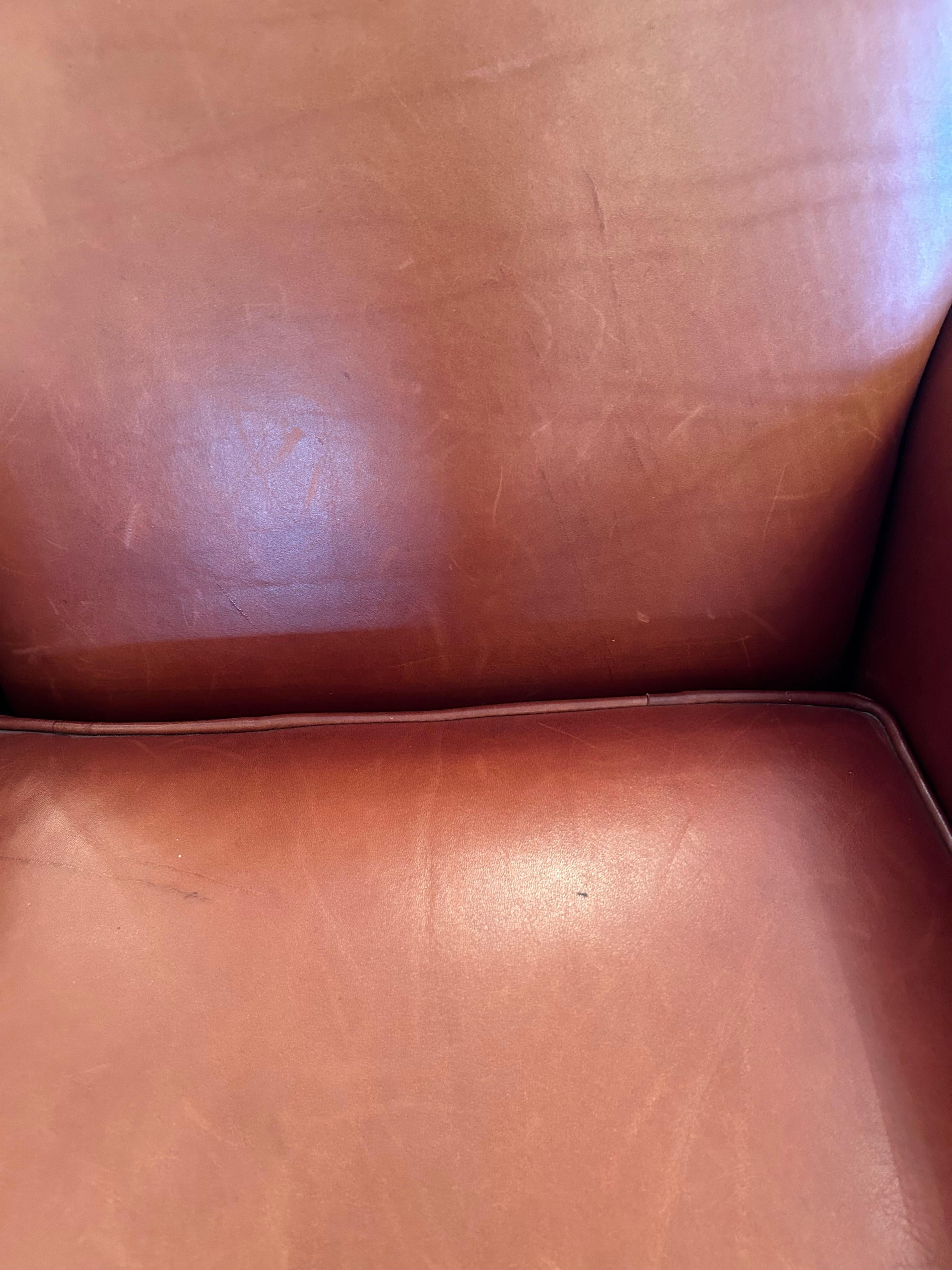 Supple Leather Art Deco Style Club Chair & Ottoman For Sale 11
