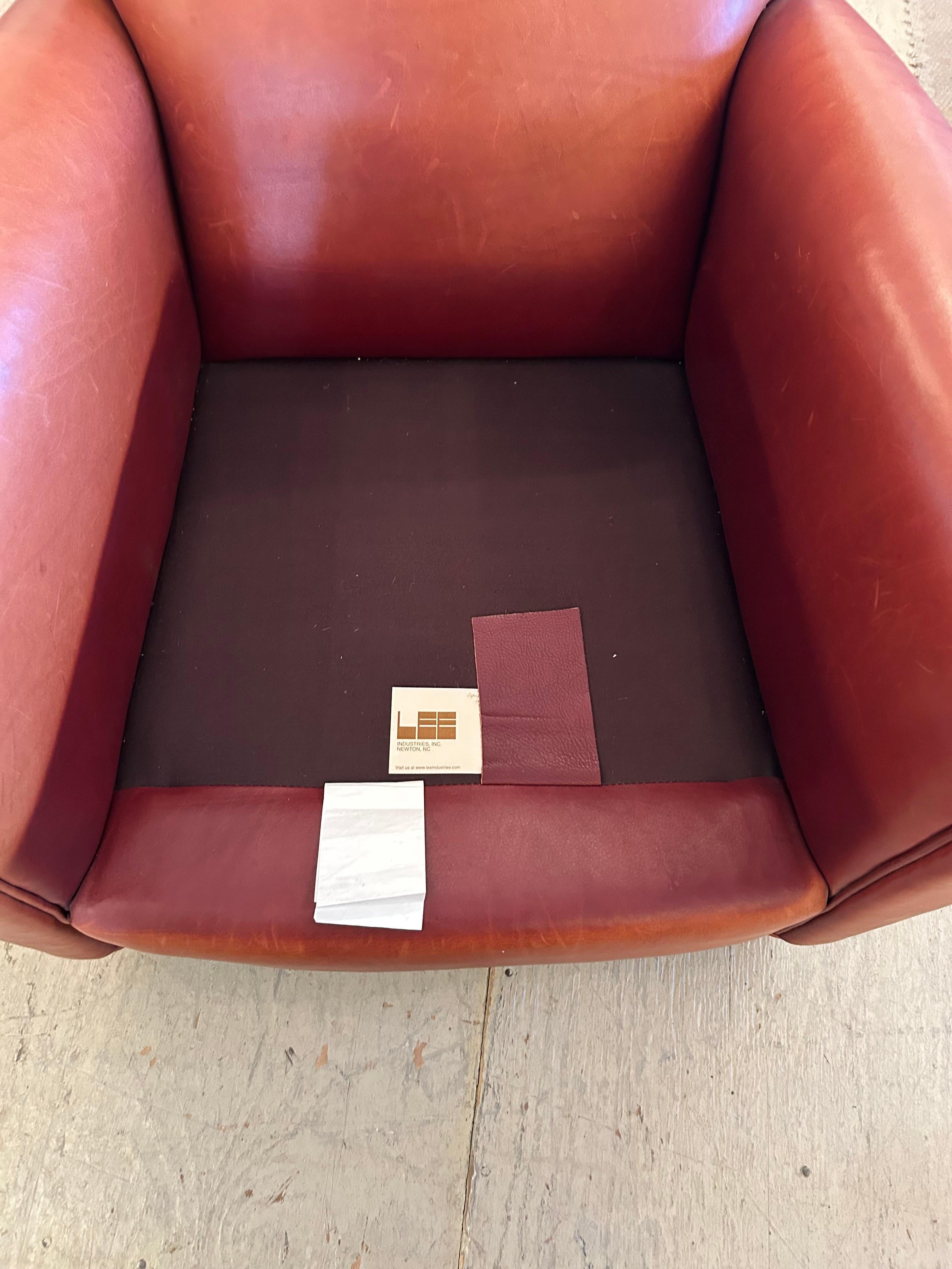Supple Leather Art Deco Style Club Chair & Ottoman For Sale 13