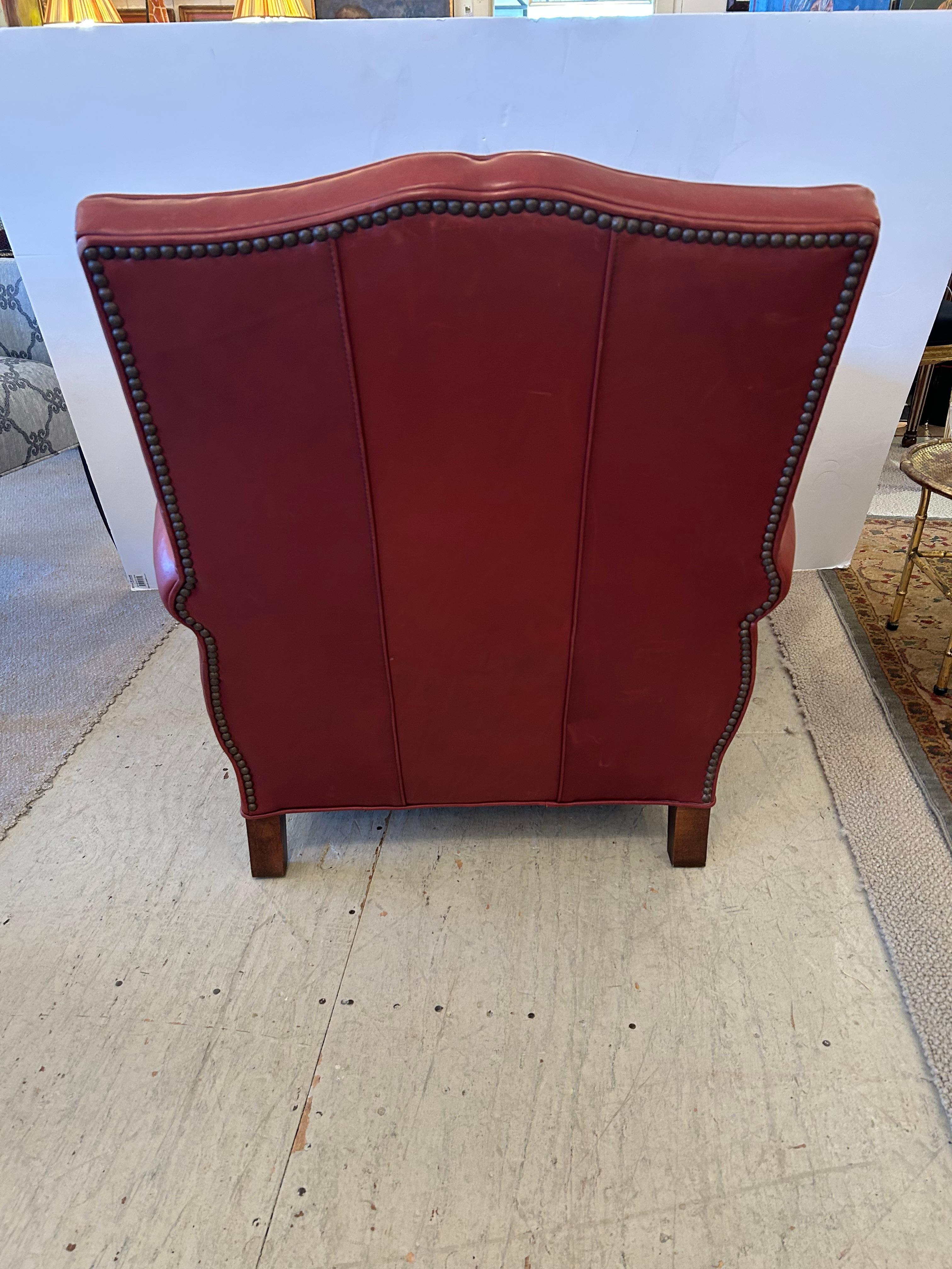 Supple Leather Art Deco Style Club Chair & Ottoman For Sale 1