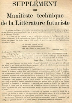 Supplément au Manifeste Technique de la Littérature Futuriste, Italy 1912