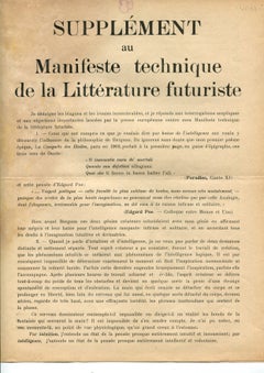 Supplément au Manifeste Technique de la Littérature Futuriste, Italy 1912