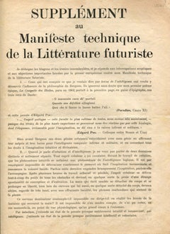 Supplément au Manifeste technique de la Littérature futuriste, Italy 1914