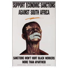 Support Economic Sanctions Against South Africa 1980s Dutch A2 Poster