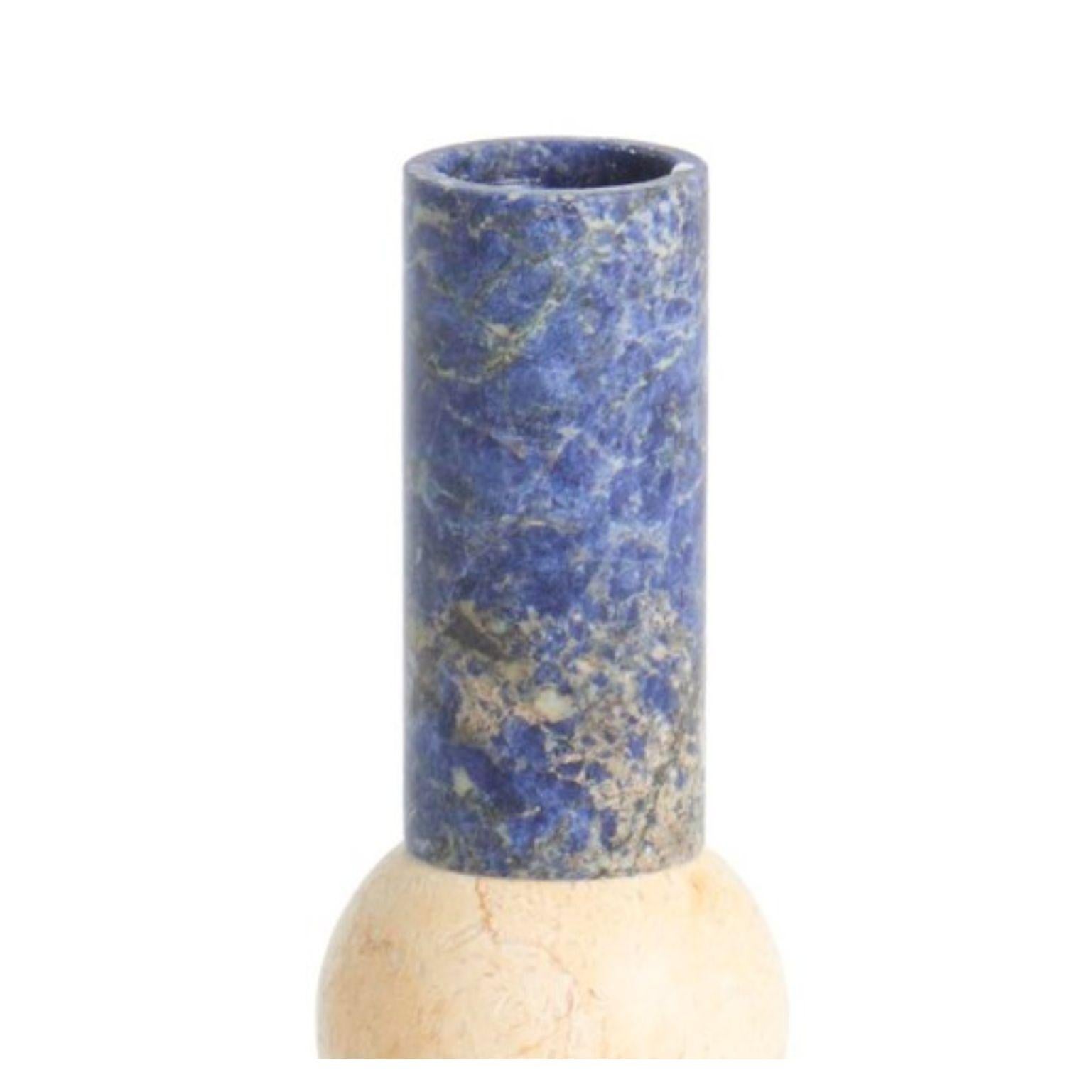 Supra-Candle by Michele Chiossi
MC Bauhaus Collection
Dimensions: 7 x 7 x 26 cm
Materials: Blu Sodalite, Giallo Egiziano, Rosso Alicante

A hundred years and it feels like yesterday, a hundred years of a school that changed our practice and