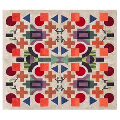 Suprematic Garden in Beige, Geometric Hand-Knotted Wool Rug by OLK Manufactory