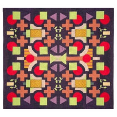Suprematic Garden in Purple, Geometric Hand-Knotted Wool Rug by OLK Manufactory
