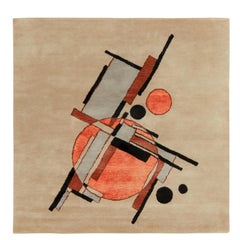 Rug & Kilim's Suprematist Style Deco Rug in Beige-Brown, Black & Orange