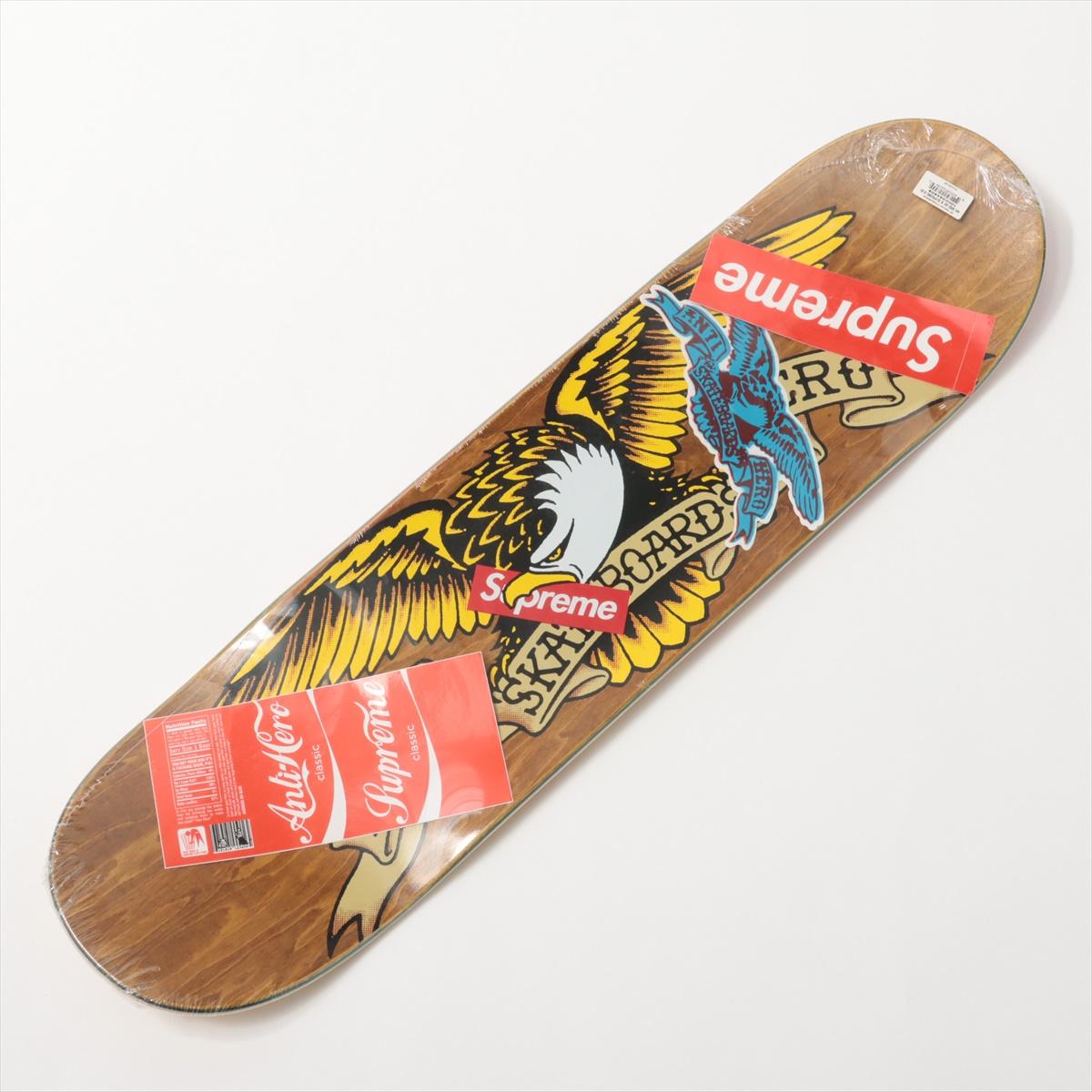 The Supreme x ANTIHERO Wood Skateboard is a collaboration between Supreme and ANTIHERO, blending both brands' distinctive aesthetics. Crafted from high-quality wood, the skateboard deck features unique graphics that incorporate elements from both