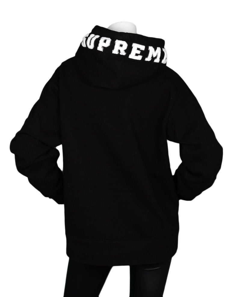 Supreme Black Cotton Men's Hoodie W/ White Logo Hood Sz M at 1stDibs | supreme  hoodie logo on hood, supreme black hoodie, supreme black and white hoodie