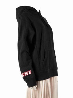 Supreme Black Logo Cuff Detail Hoodie Size L