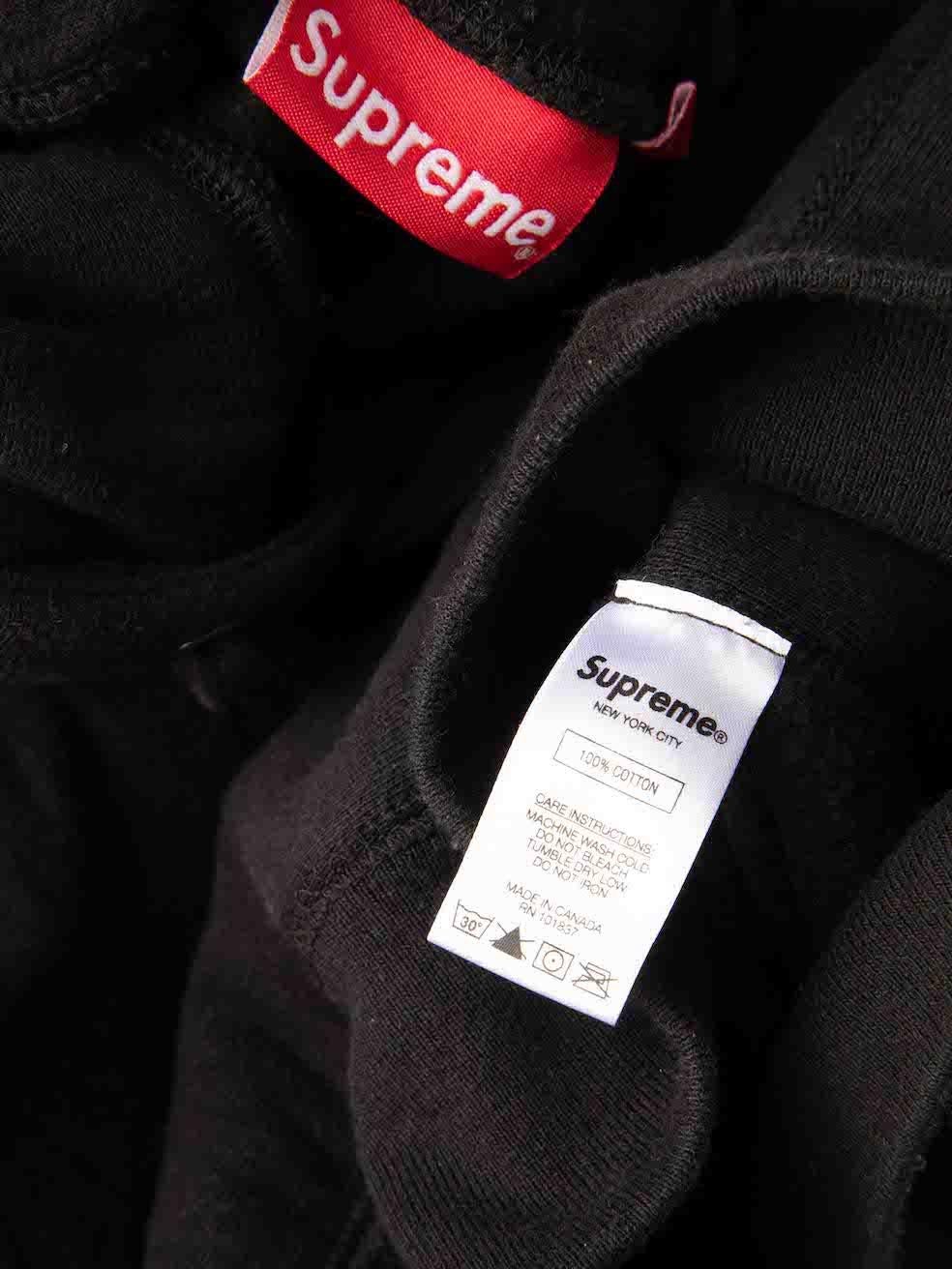 Supreme Black Logo Cuff Detail Hoodie Size L 3