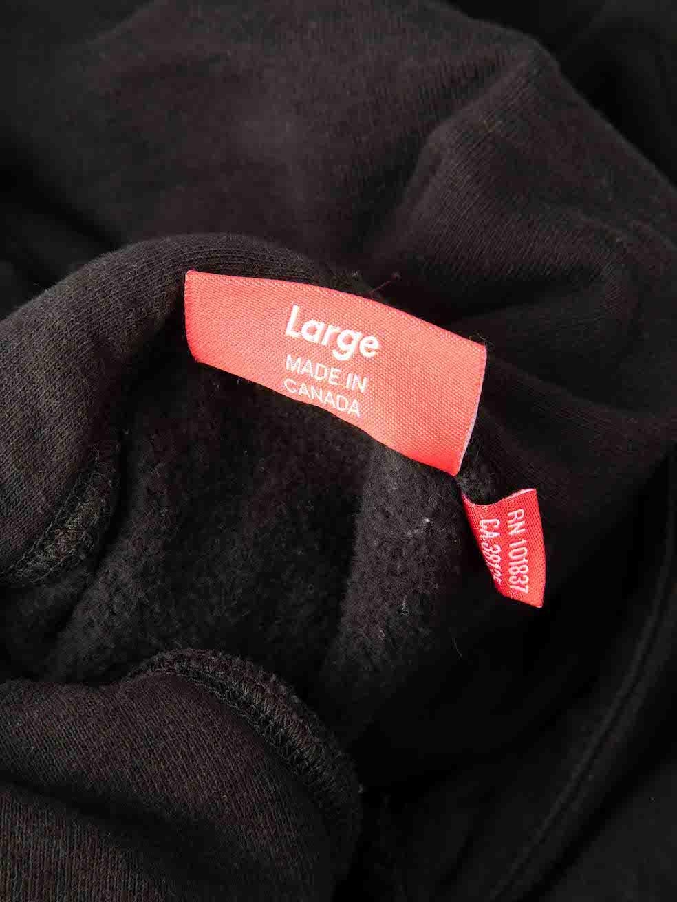 Supreme Black Logo Cuff Detail Hoodie Size L 4
