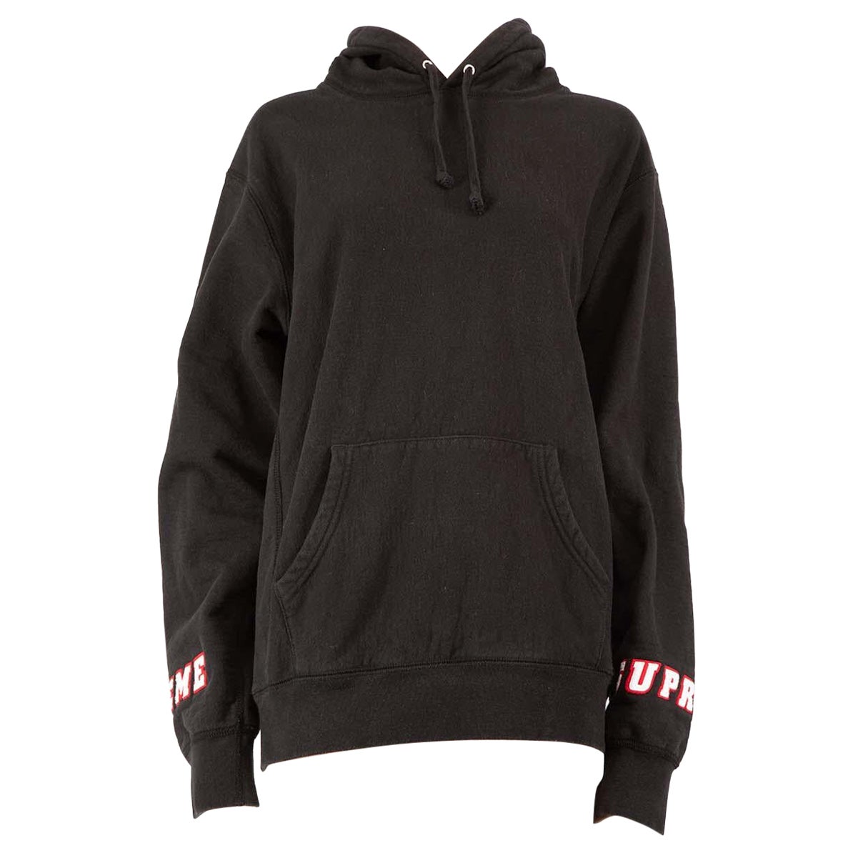 Supreme Black Logo Cuff Detail Hoodie Size L