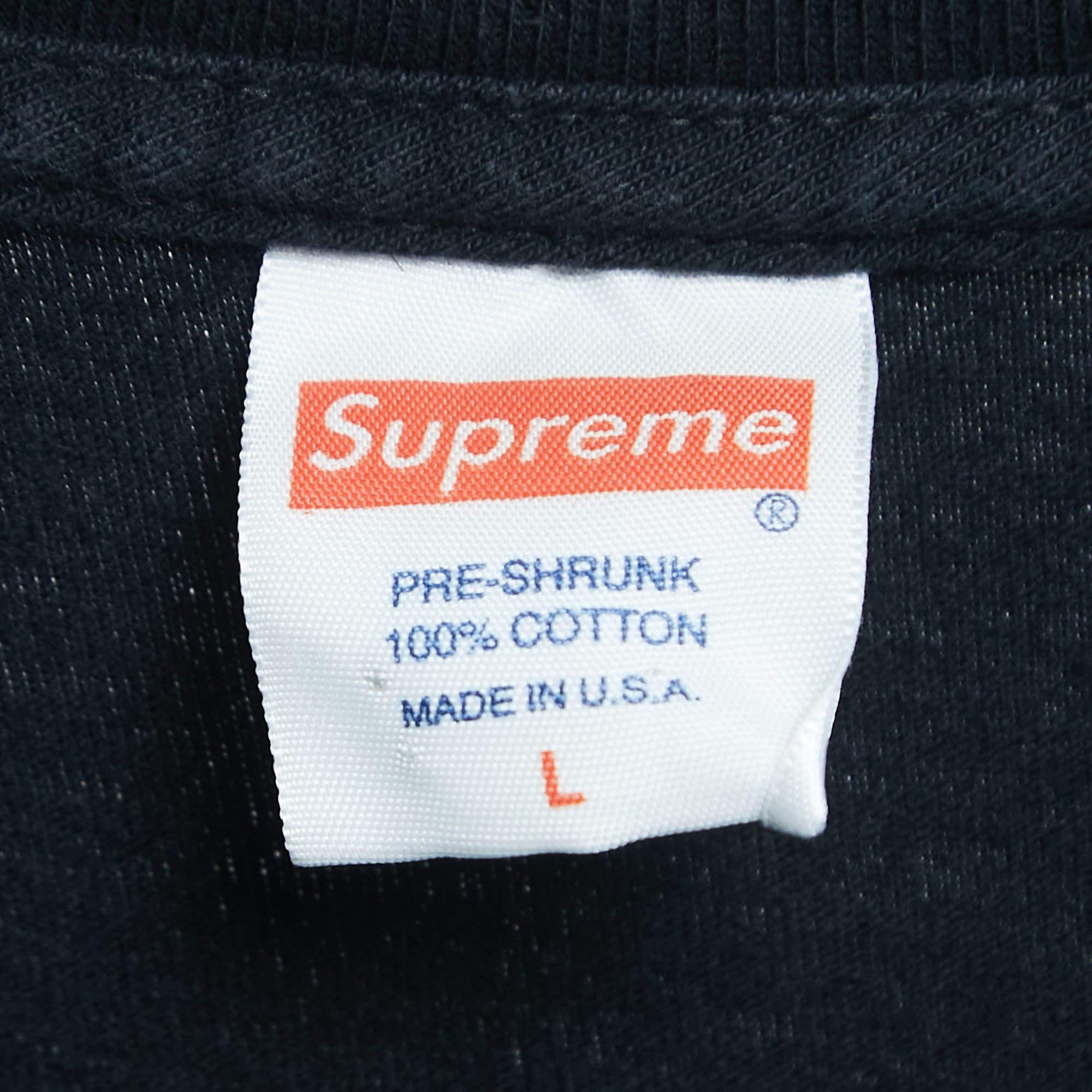 Men's Supreme Black Logo Print Pre-Shrunk Cotton Half Sleeve T-Shirt L For Sale
