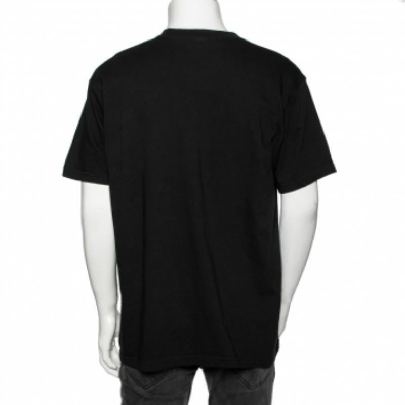 Supreme Black Logo Printed Cotton Short Sleeve T-Shirt L In Good Condition For Sale In Dubai, Al Qouz 2