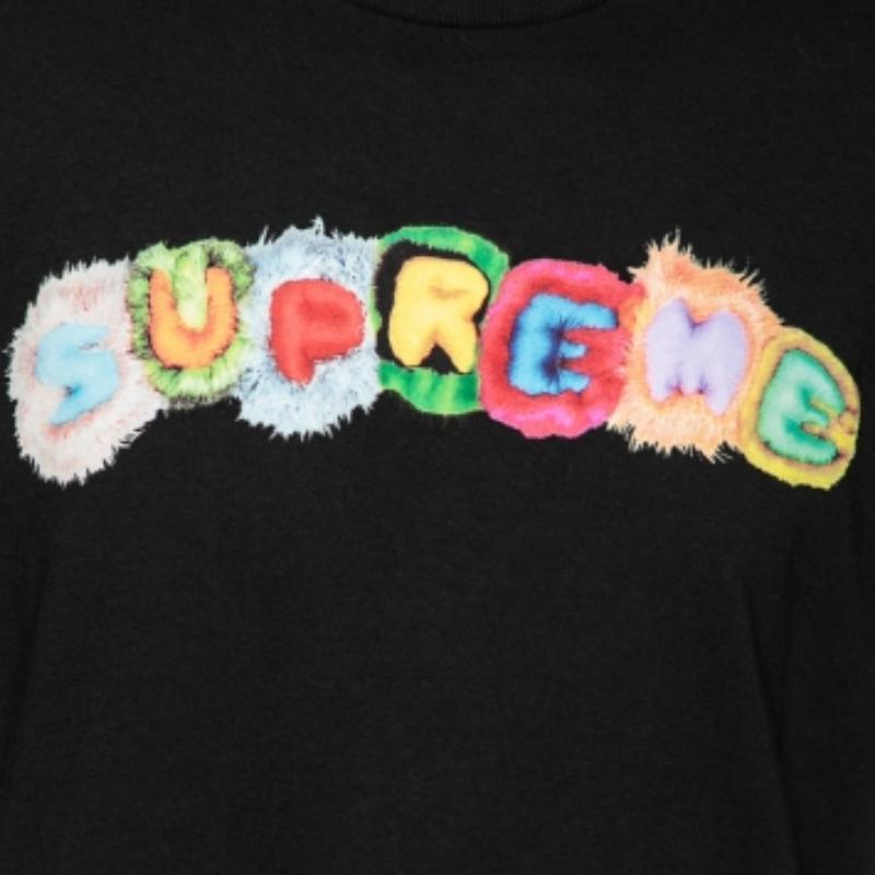 Men's Supreme Black Logo Printed Cotton Short Sleeve T-Shirt L For Sale