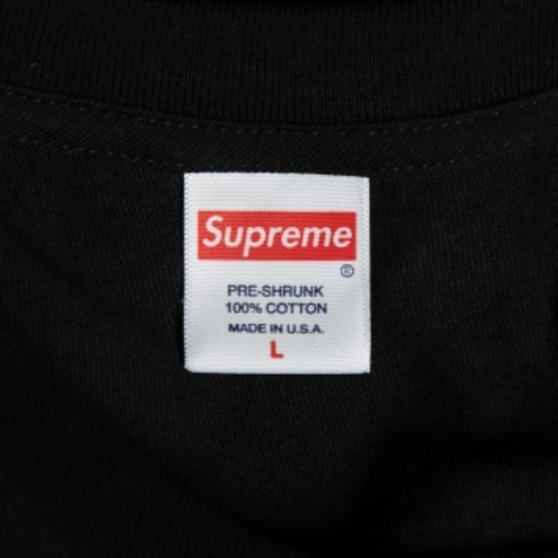 Supreme Black Logo Printed Cotton Short Sleeve T-Shirt L For Sale 2