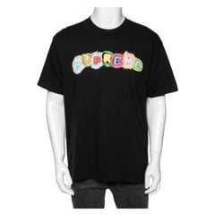 Maglietta a maniche corte in cotone stampato con logo nero Supreme L.L.A.