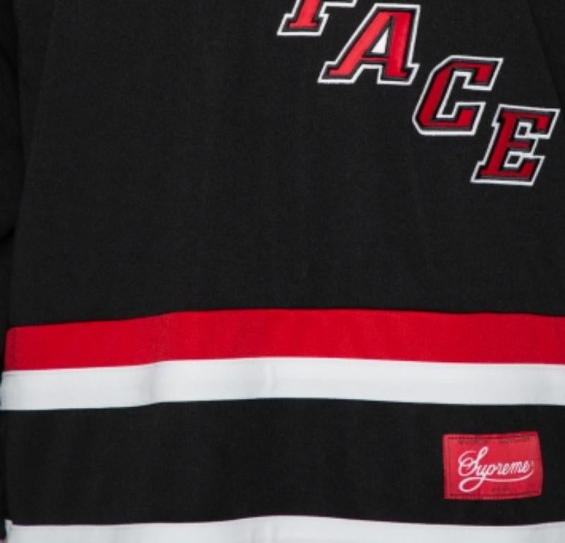 Supreme Black Scarface Embroidered Synthetic Paneled Hockey Jersey L For Sale 2