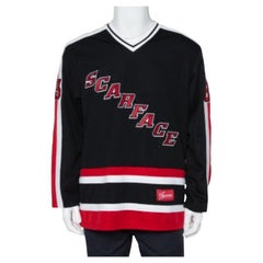 Supreme Black Scarface Embroidered Synthetic Paneled Hockey Jersey L