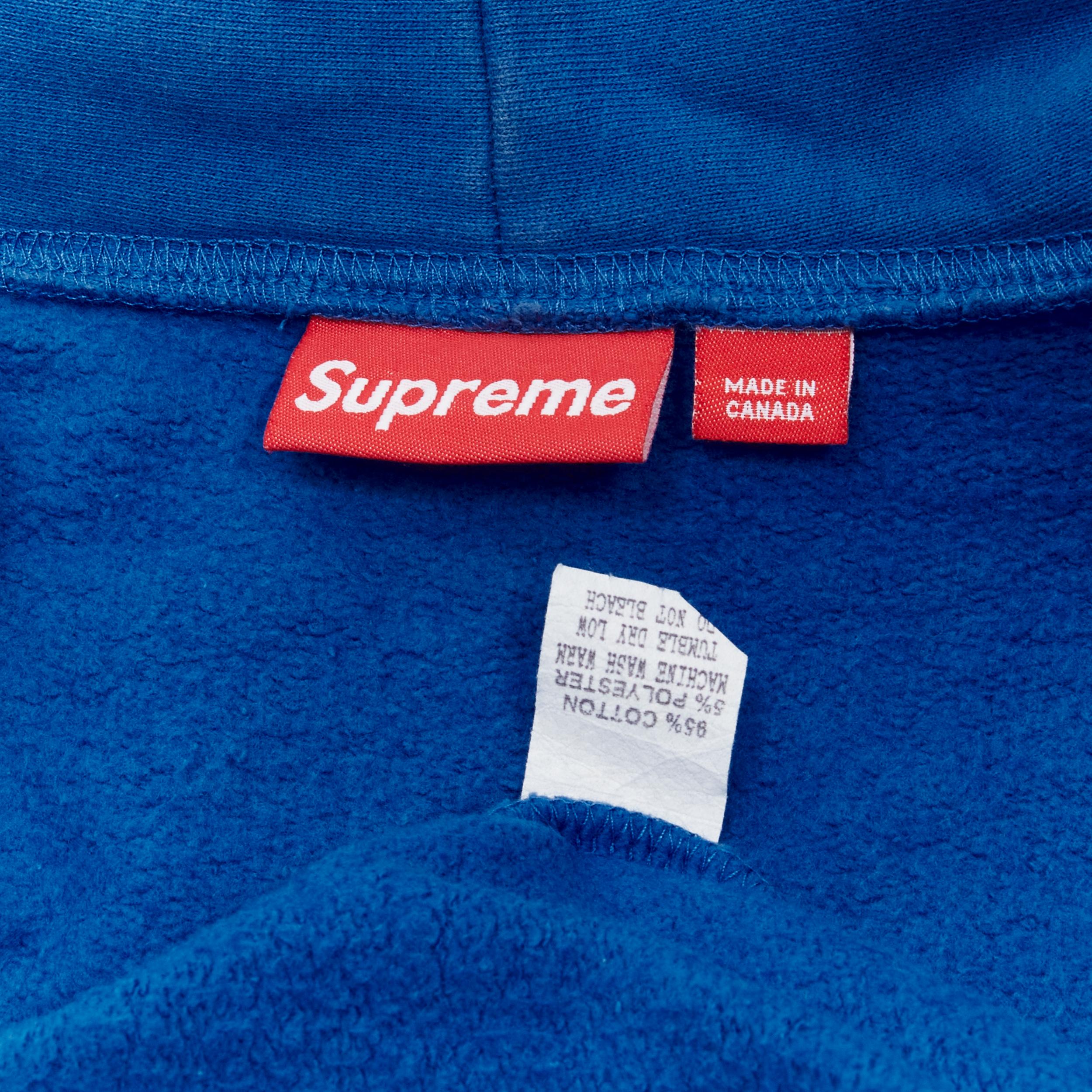 SUPREME blue orange satin embroidery logo zip up hoodie M For Sale 5