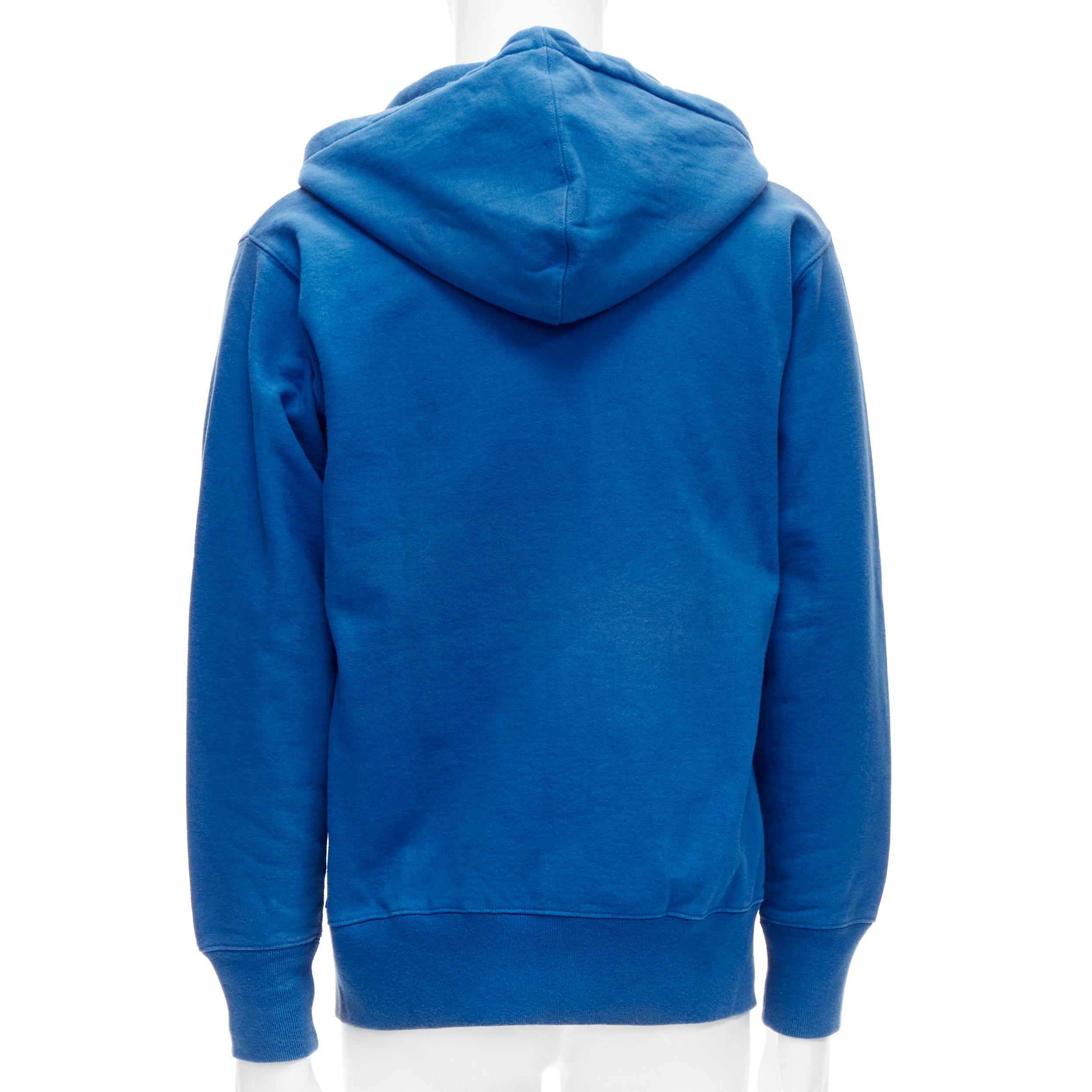 Bleu SUPREME bleu orange satin brodé logo zip up hoodie M en vente