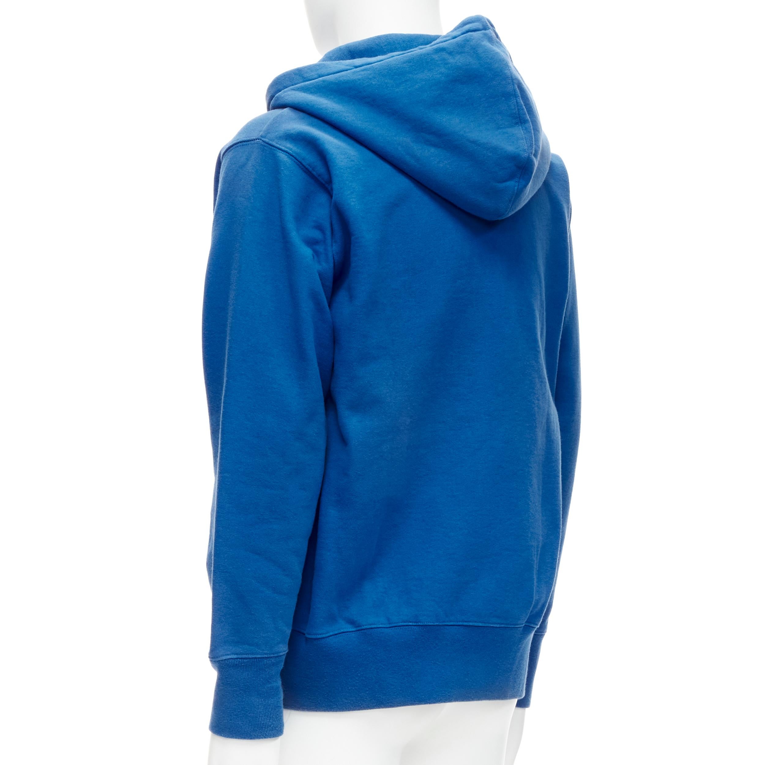 SUPREME blue orange satin embroidery logo zip up hoodie M For Sale 2