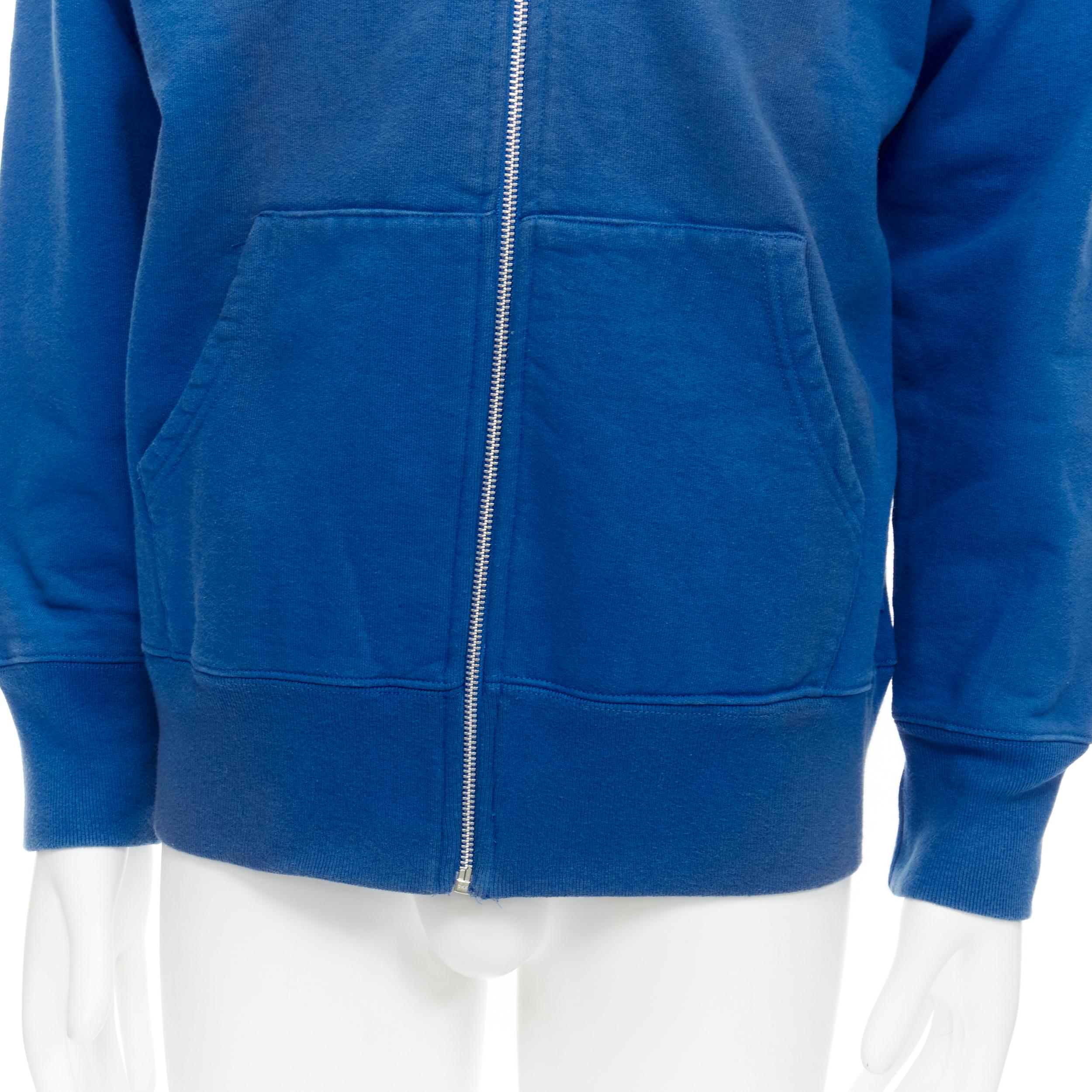 SUPREME bleu orange satin brodé logo zip up hoodie M en vente 1