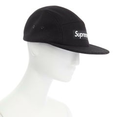 SUPREME box logo black wool short beak elasticated back cap hat M L