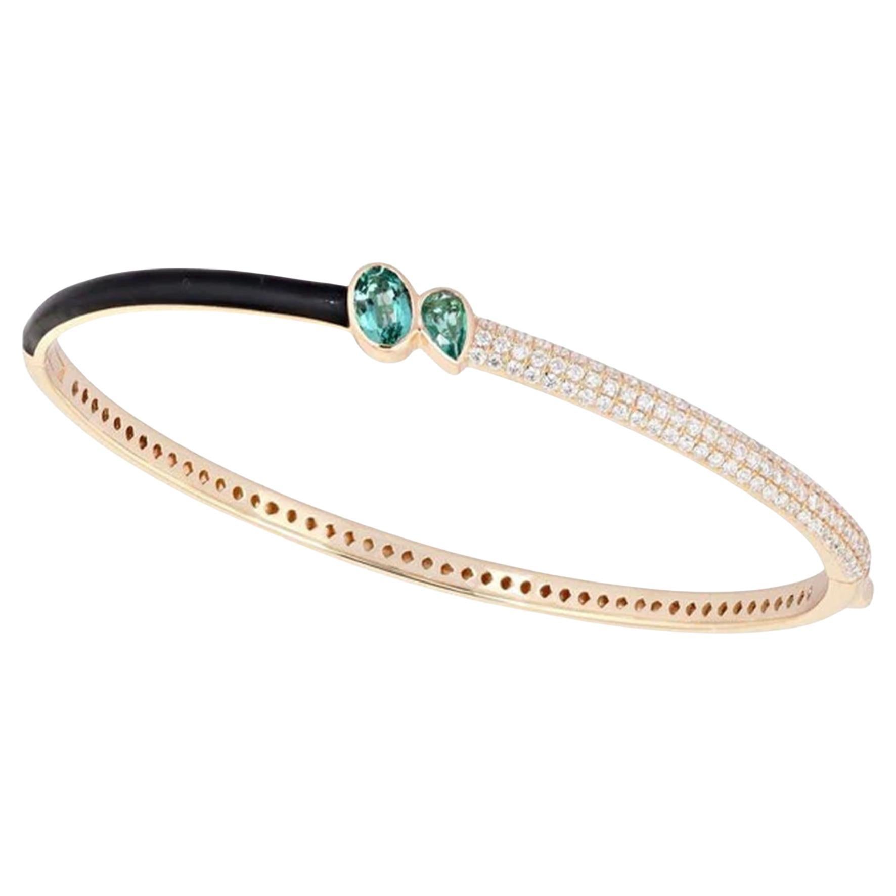 Supreme Diamond 14K (or 18k upon request) Yellow Gold Bangle Bracelet For Sale