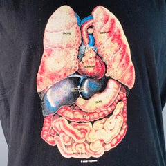 SUPREME FW18 Size XL Guts Black Red Print Cotton Cutoff Sleeves T-shirt