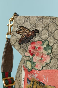 Supreme GG coated canevas top handle bag with patches GUCCI