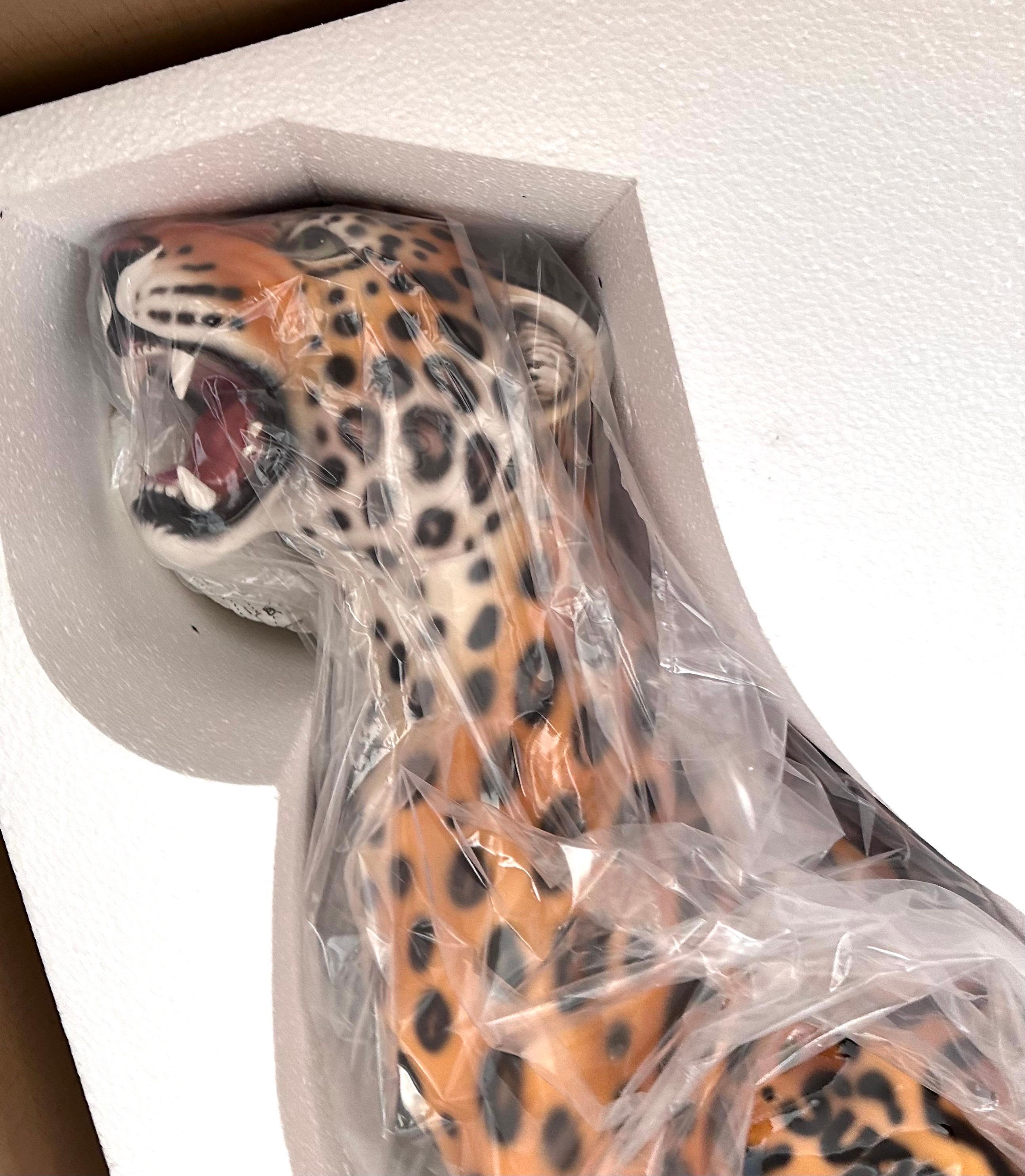 Supreme Hand Painted Monumental Porcelain Jaguar Sculpture, Spring Summer 2023 For Sale 1
