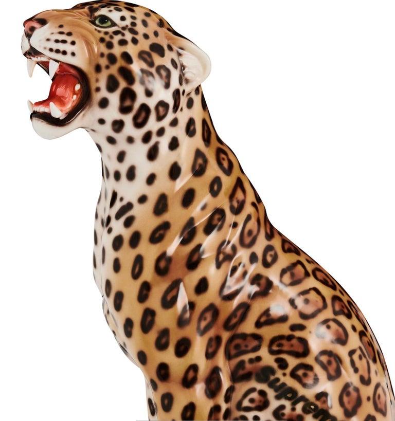 Italian Supreme Hand Painted Monumental Porcelain Jaguar Sculpture, Spring Summer 2023 For Sale