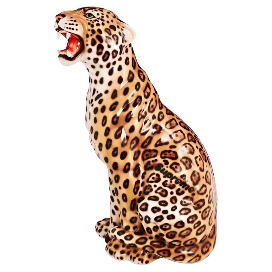 Supreme Hand Painted Monumental Porcelain Jaguar Sculpture, Spring Summer 2023 For Sale