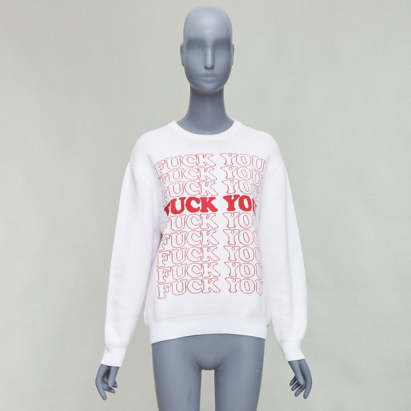 SUPREME Hysteric Glamour white red F YOU slogan pullover sweater S For Sale 4