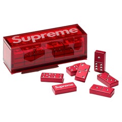 Supreme Jumbo Dominoes-Set aus rotem Aluminium mit Schachtel, Herbst 2022, neu in Box