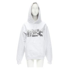 SUPREME Mike Kelley Franklin firma il trattato di alleanza felpa con cappuccio in pile grigio L