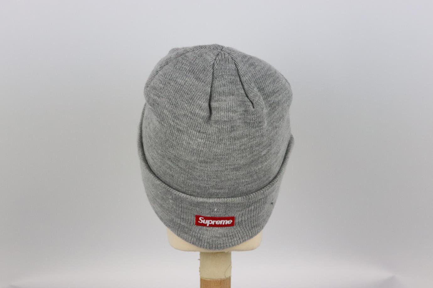 Gray Supreme + New Era Embroidered Knitted Beanie One Size