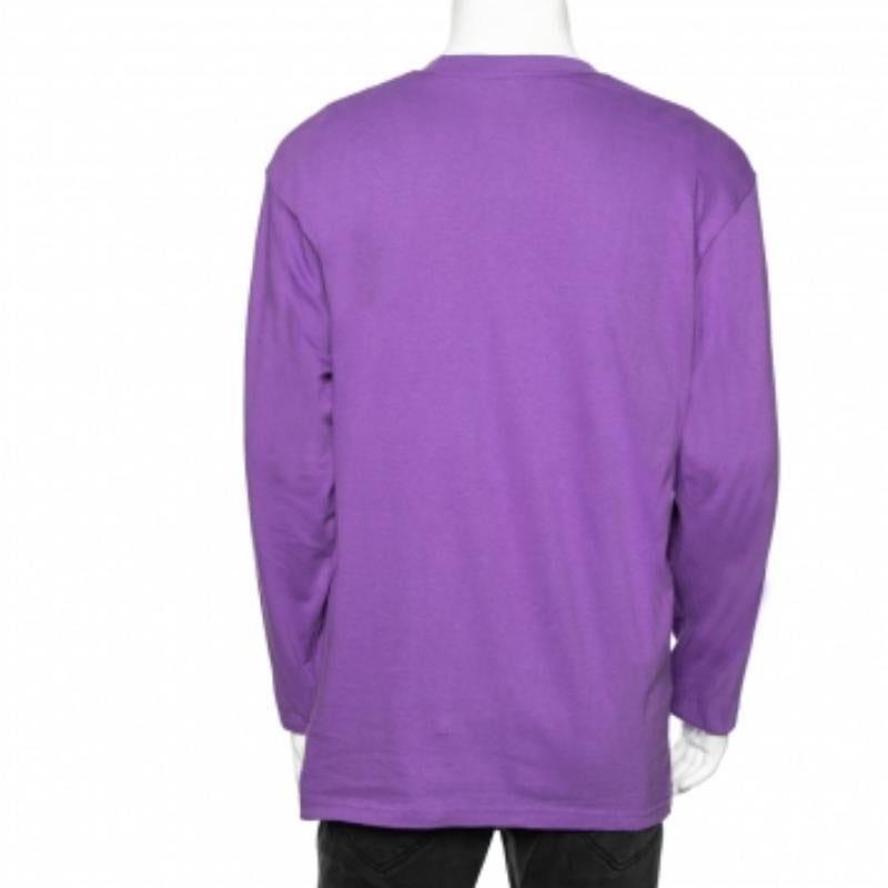 Supreme Purple Cotton Logo Printed Crew Neck T-Shirt L In Good Condition For Sale In Dubai, Al Qouz 2