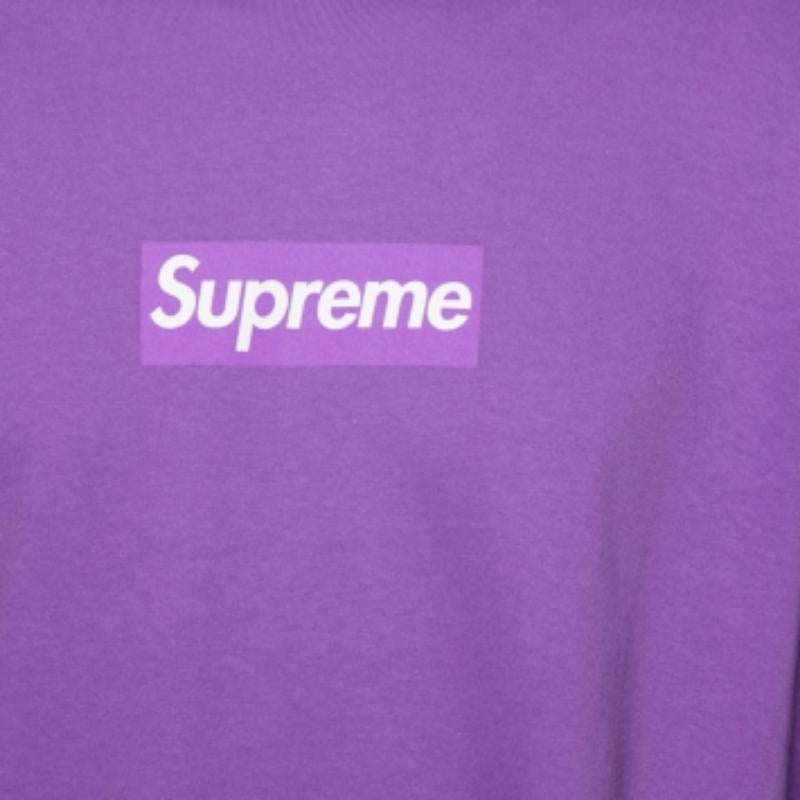Men's Supreme Purple Cotton Logo Printed Crew Neck T-Shirt L For Sale