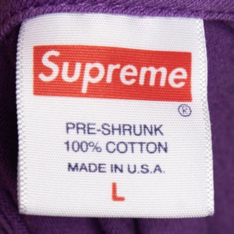 Supreme Purple Cotton Logo Printed Crew Neck T-Shirt L For Sale 1