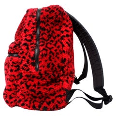 Supreme Red & Black Leopard Print Fleece Backpack circa 2017