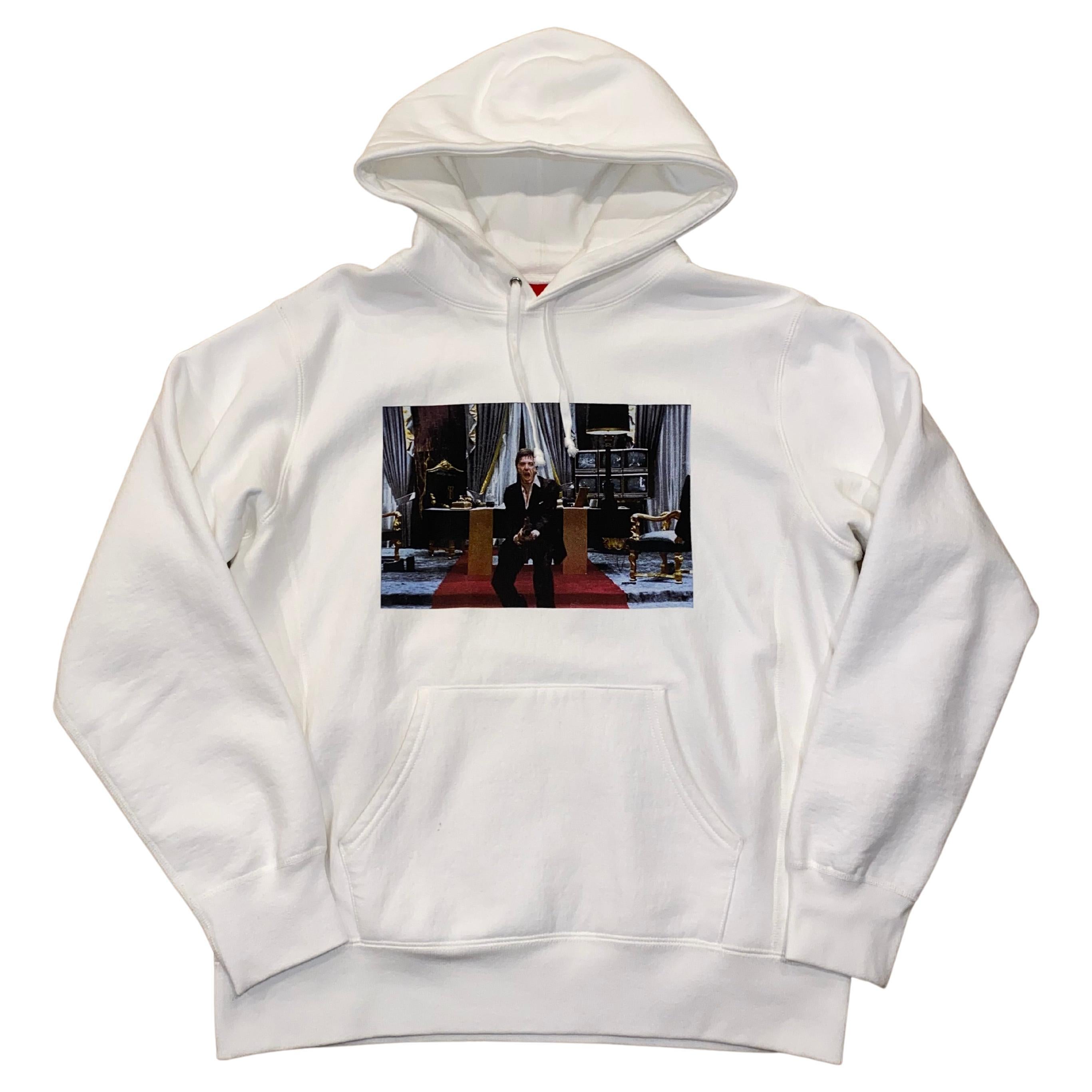 Supreme ScarFace Friend White Pullover Hoodie size Large at 1stDibs