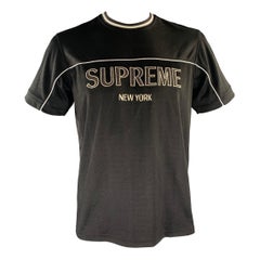 SUPREME Size L Black Silver White Logo Polyester Jersey T-shirt