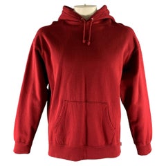 SUPREME Size L Burgundy Rhinestone Cotton Hoodie Sweatshirt