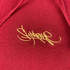 SUPREME Size M Burgundy Gold Embroidery Cotton Hoodie Sweatshirt