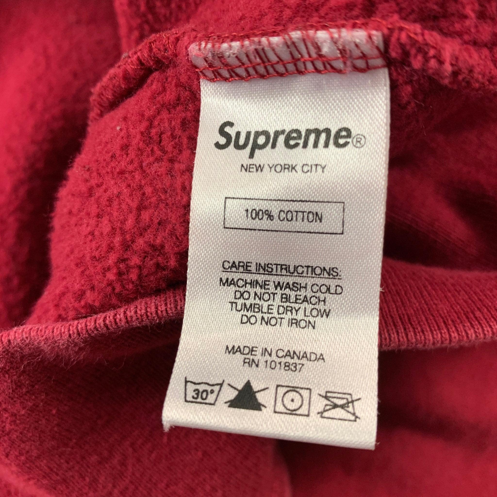 SUPREME Size M Burgundy Gold Embroidery Cotton Hoodie Sweatshirt For Sale 5